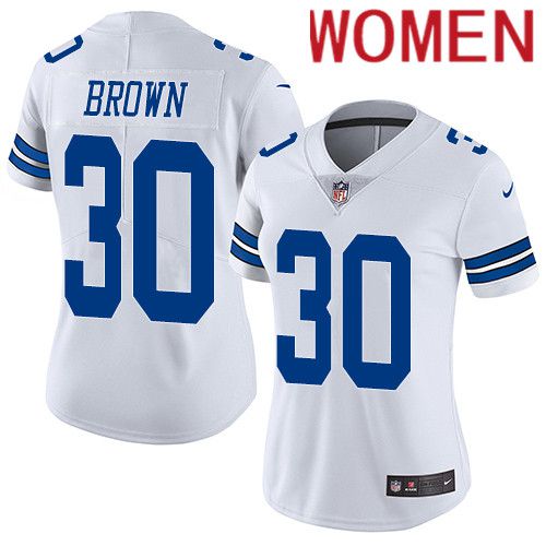 Women Dallas Cowboys #30 Anthony Brown Nike White Vapor Limited NFL Jersey->women nfl jersey->Women Jersey